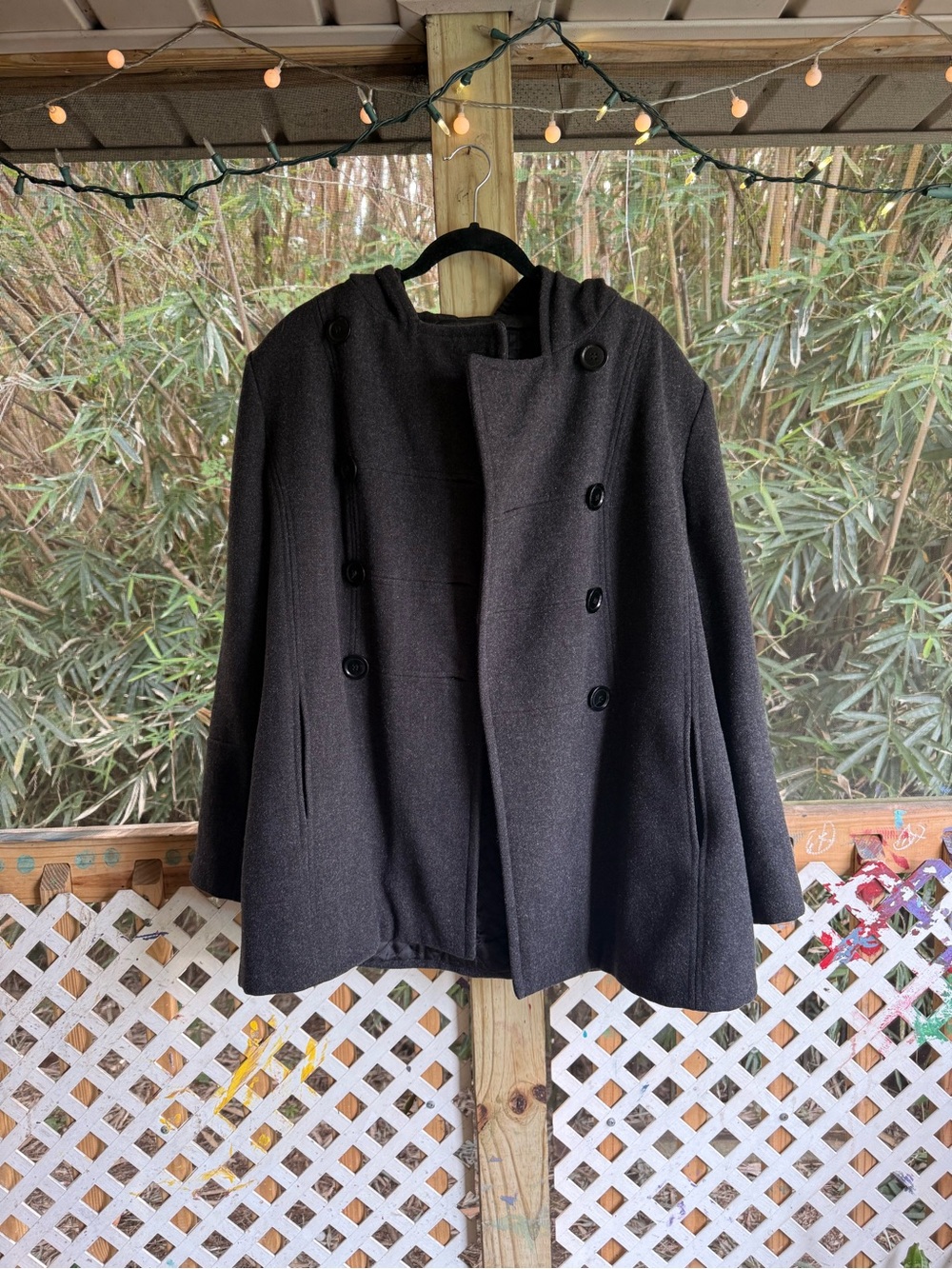 Donny Brook Women's Double-Breasted Black Wool Coat